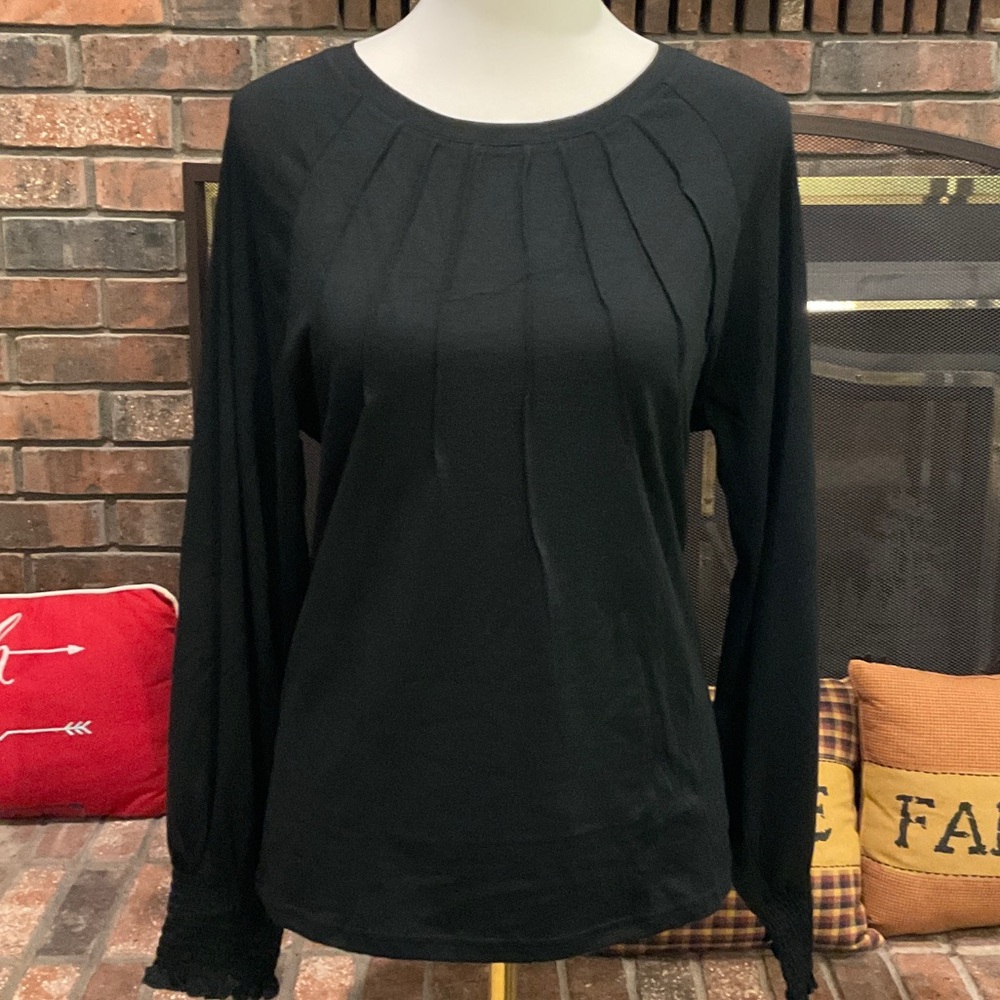 Elegant Black Long Sleeve Women's Blouse